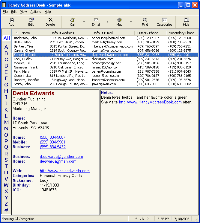 Handy Address Book Client